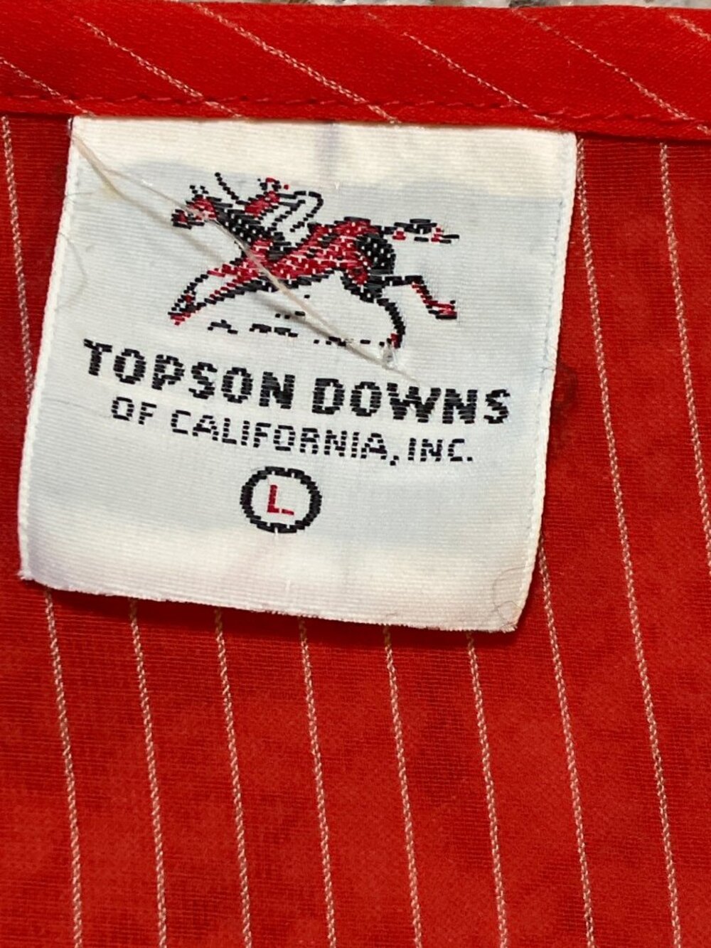 Topson Downs Red & White Striped Womens Blouse Large Polyester Puff Sleeve - Picture 7 of 15